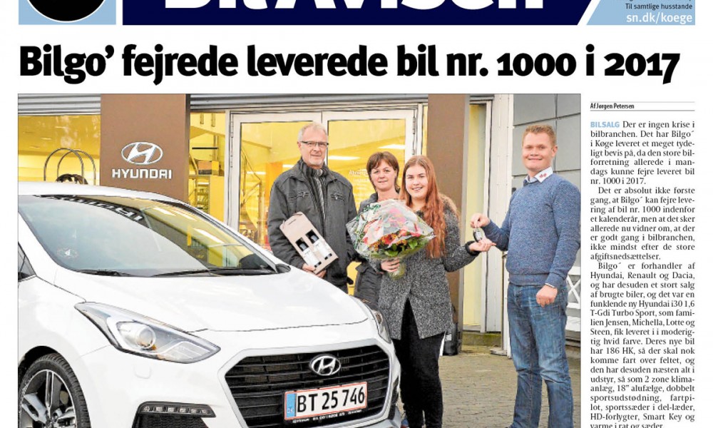 Salg af bil nr. 1000 hos Bilgo i Køge 2017